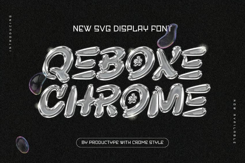 qeboxe chrome metallic font