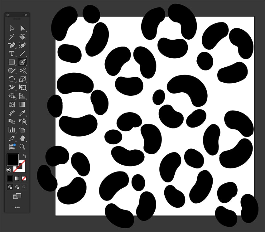 Draw black cheetah spots using the blob brush tool