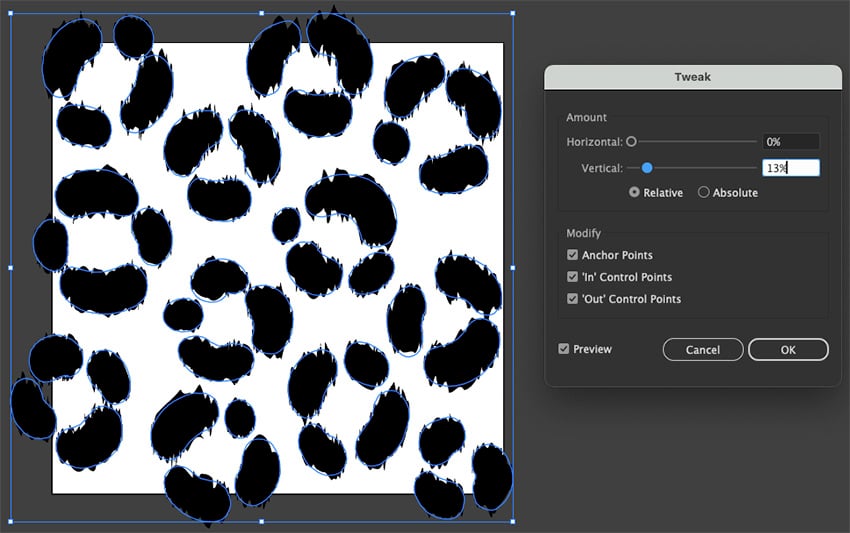 apply a distort transform and tweak the cheetah blackspots