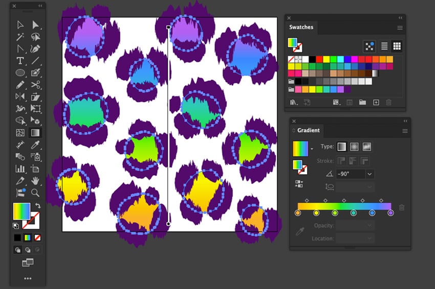 Use Gradient tool to change gradient length and direction