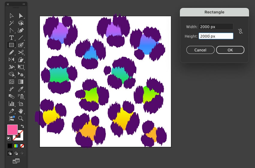 Use the Rectangle Tool to add background color to cheetah print design