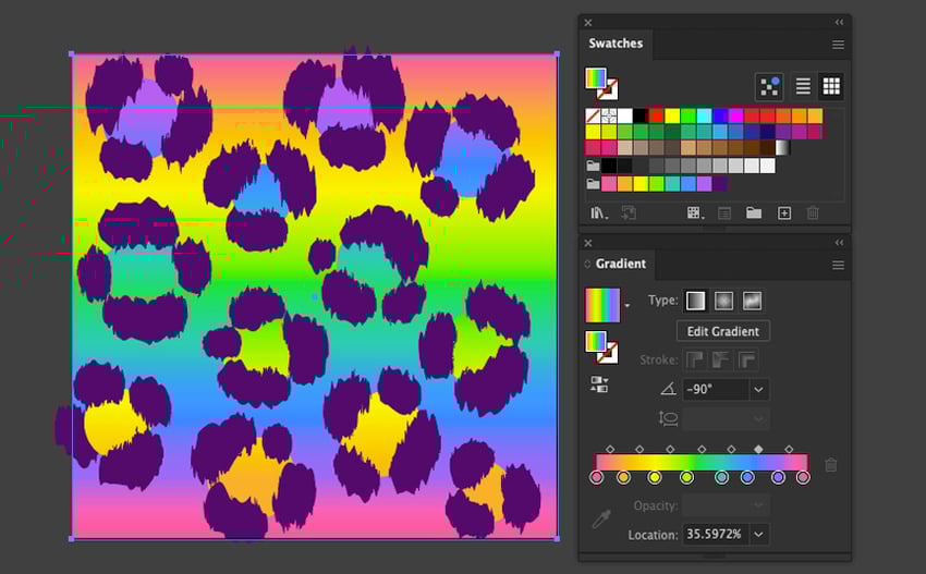 Create color blends with the freeform Gradient in Gradient Properties