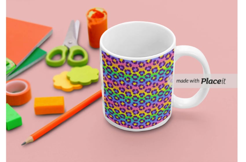 Placeit Mockup of Lisa Frank inspired pattern with Lisa Frank aesthetic