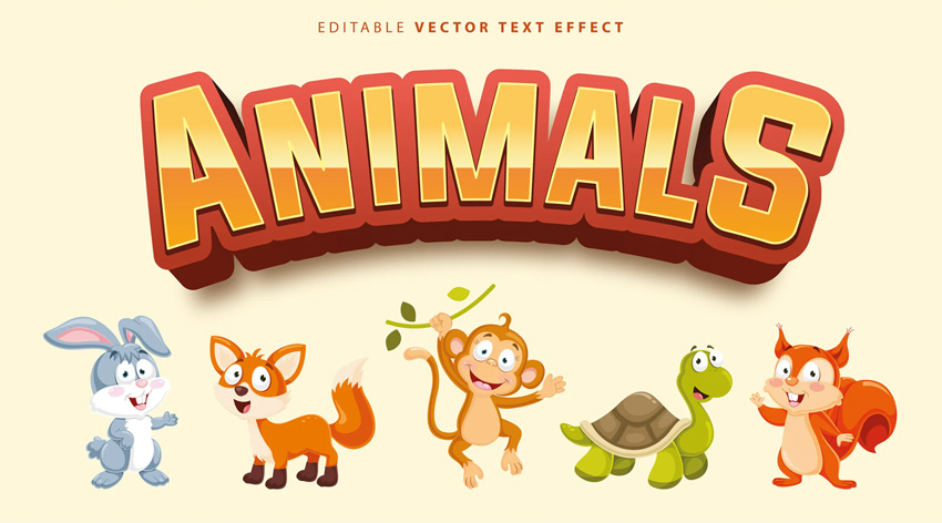 animals vector text effect