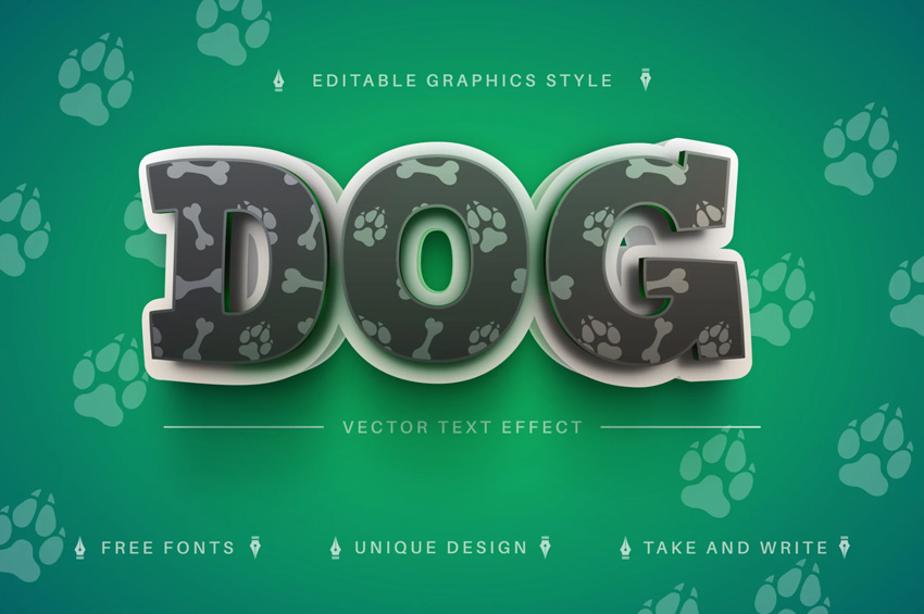 dog vector text effect