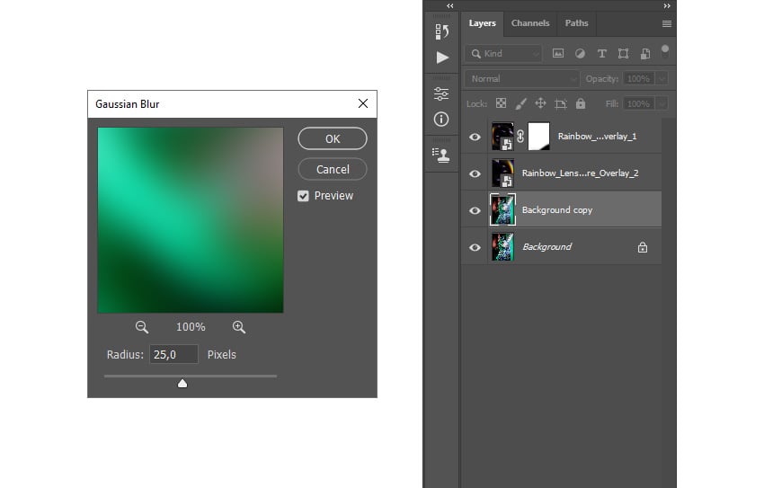 adding gaussian blur filter