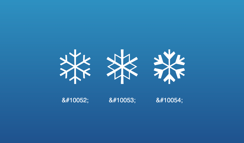 Snowflake characters using HTML code