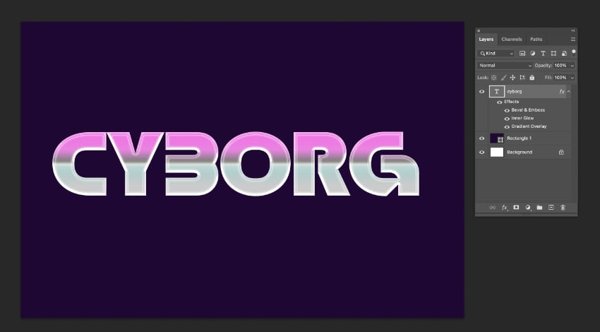 cyborg text font photoshop metallic effect