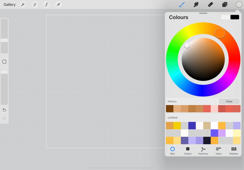 open colors panel with a pure white shade selected