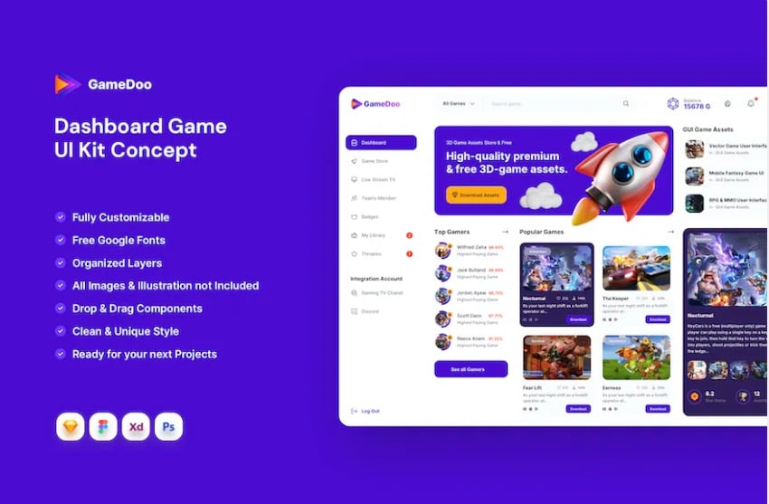 GameDoo - Dashboard Game UI Kit Concept