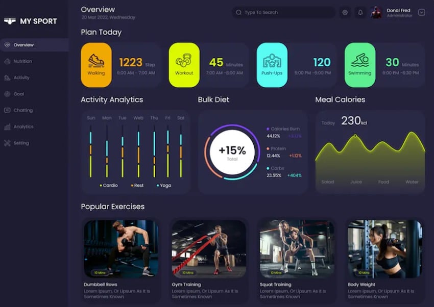 MY SPORT-Sports & Fitness Dashboard Concept