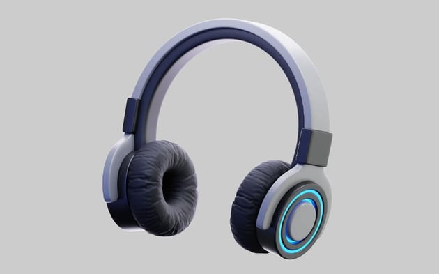 Modern headphones with blue accents 3D model