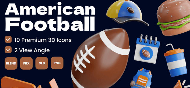 American Football 3D Icon