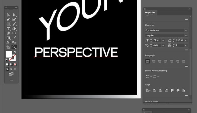 Using the text tool add the word PERSPECTIVE