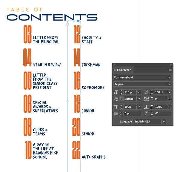 Table of contents