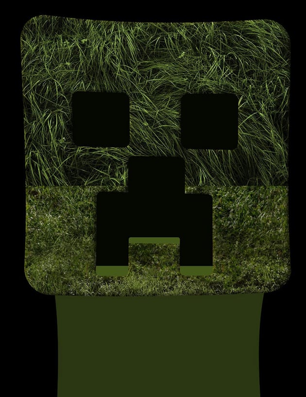 clip a longer grass texture into the head shape 