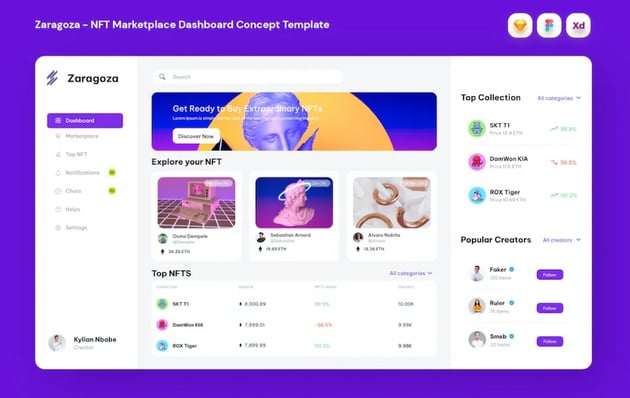 Zaragoza - NFT Marketplace Dashboard Concept