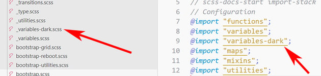 Bootstrap's dark mode variables