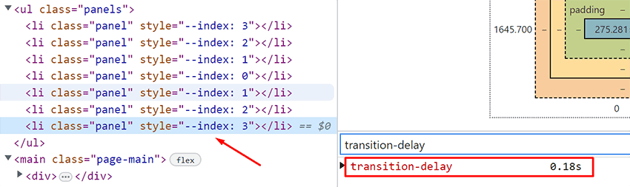 The transition delay of the last panel