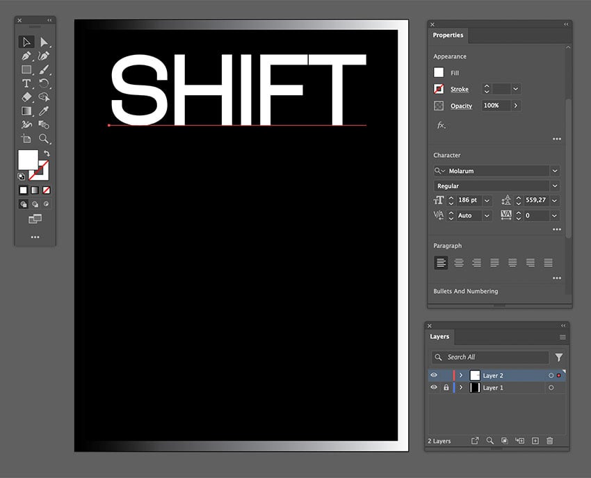 Using the Text Tool add the word SHIFT