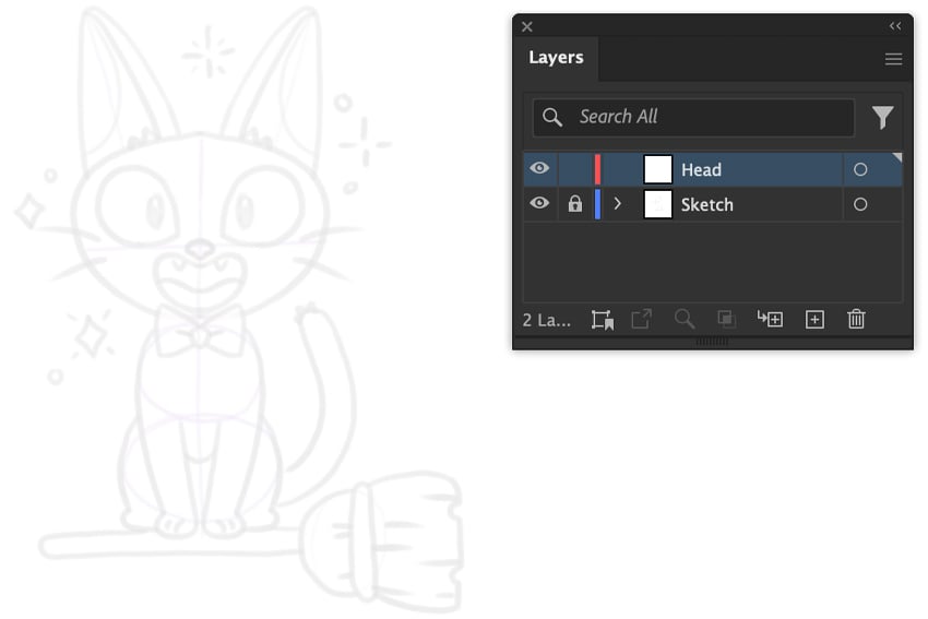 lock and create layers from layers panel to create Jiji head shape