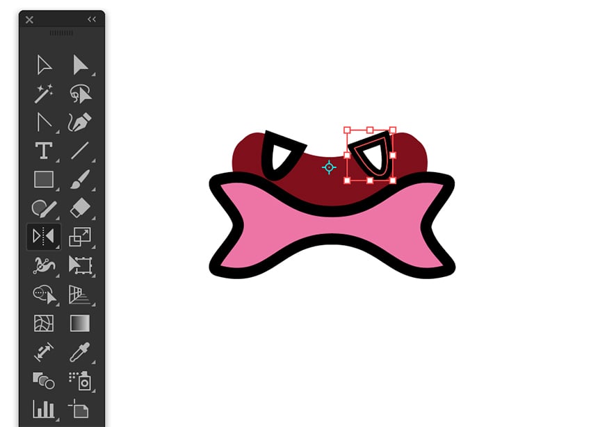 use the pen tool and reflect tool to mirror the cat fangs across