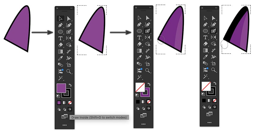 use pen tool to draw ears and draw inside using blob tool