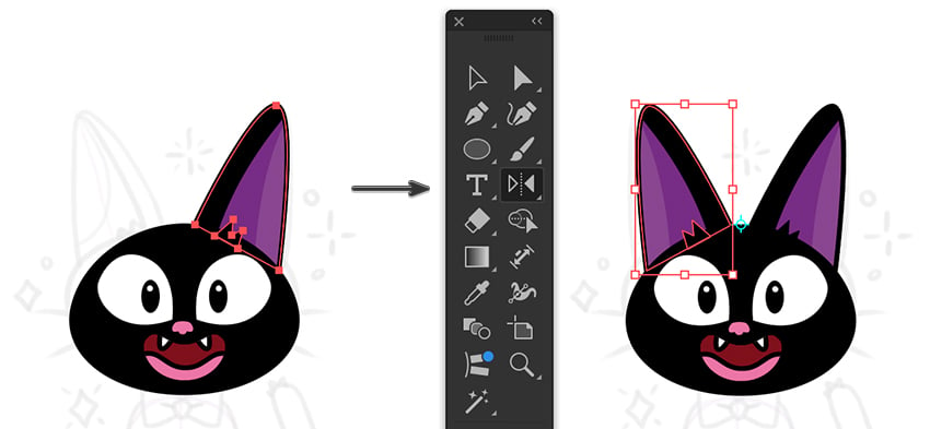 send ear group towards the back and reflect to other side 