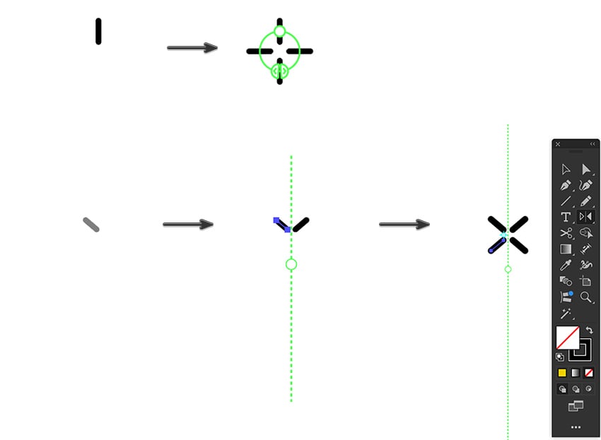 use the line segment tool and repeat effect to create sparkles