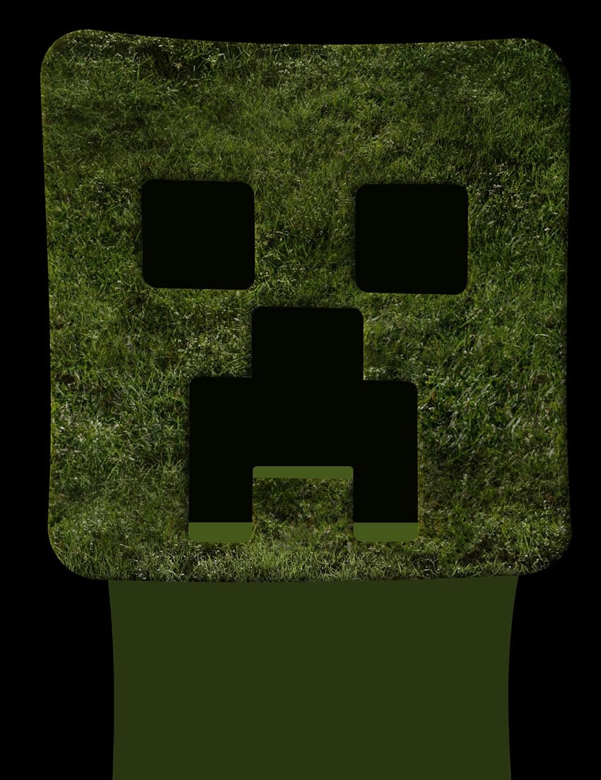 clip a darkened grass texture into the head 