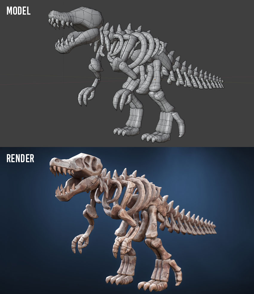 model vs rendering