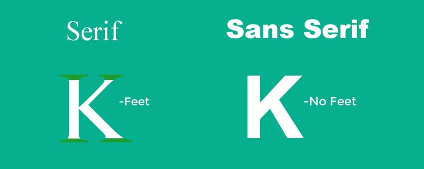 Letter anatomy: serif vs. sans serif typefaces.