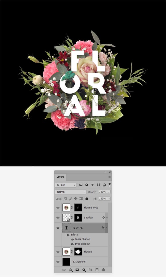 Flower text layer style.