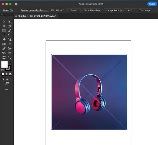 For Illustrator, create a new file and place the image on the page