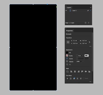 Create a black rectangle to cover the surface of the VHS case