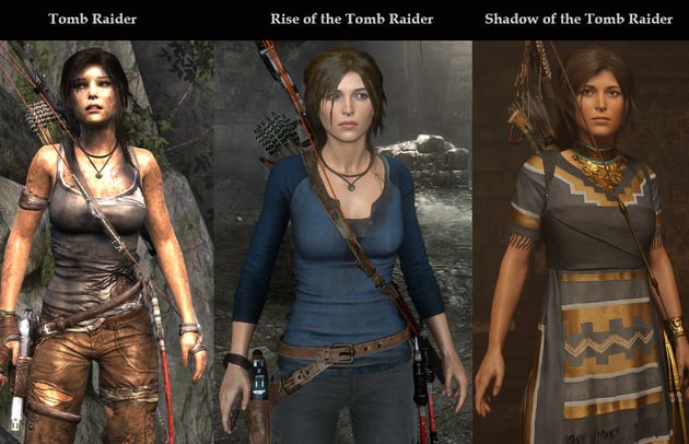 Model comparisons for the new Tomb Raider reboot series