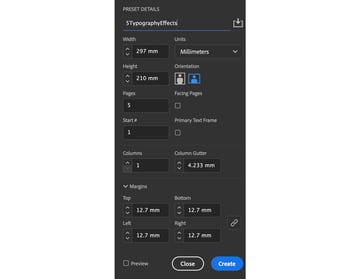 InDesign typography tips: new Document window.