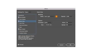 InDesign text effects: add outer glow.