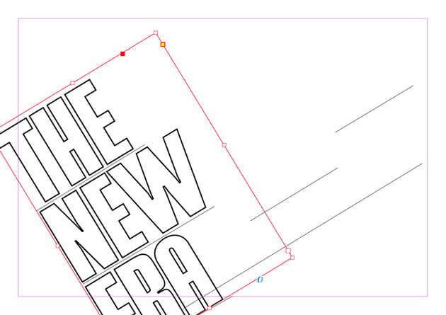 Cool text effects InDesign: first text frame rotated.