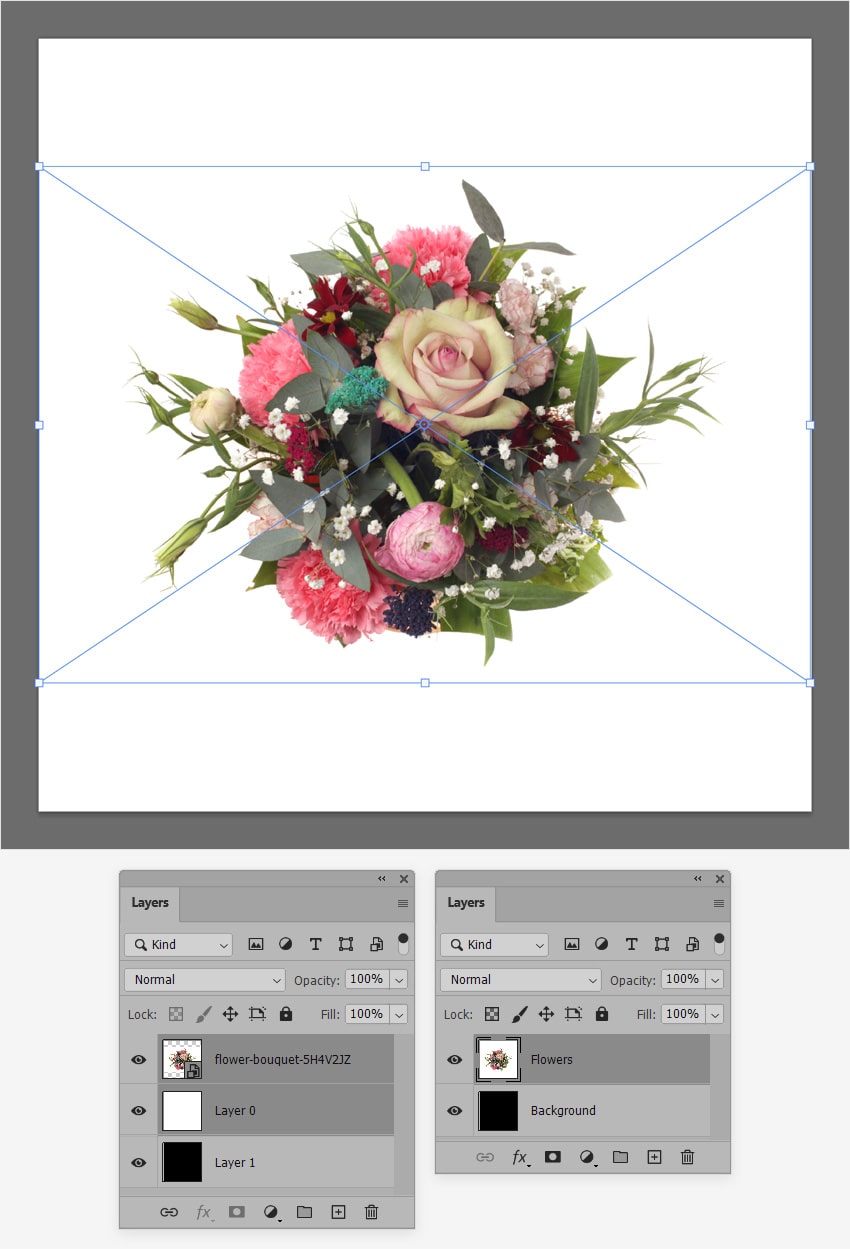 Typography with flowers: Add flower photo.