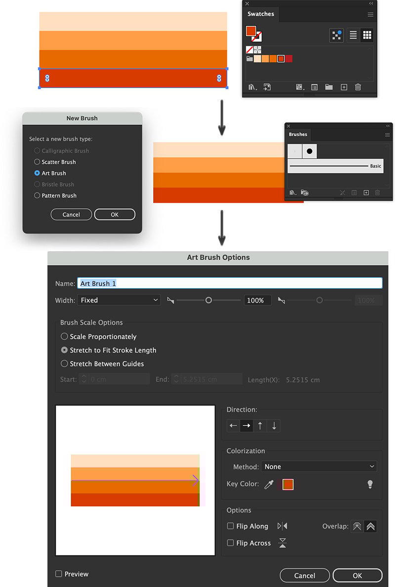 upload stripes to bush panel to create artbrush for retro pattern