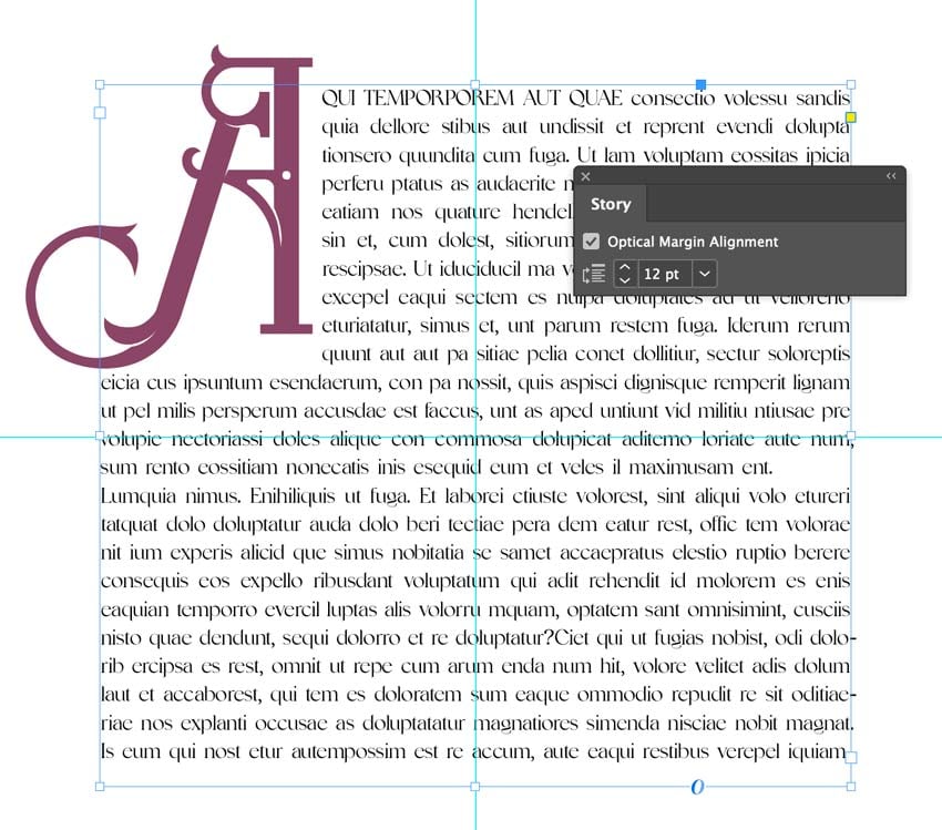 InDesign text effects: Optical Margin Alignment.