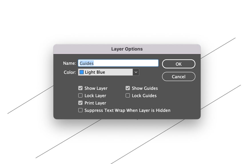 Cool text effects InDesign: guides layer.