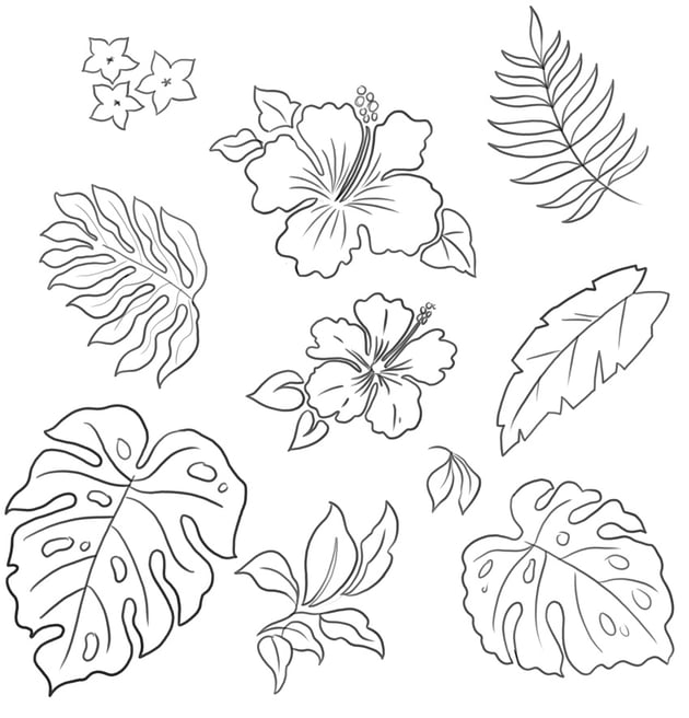sketch hawaiian motif elements