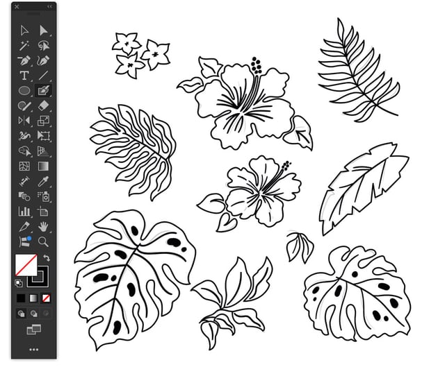 use blob brush tool to draw in plant details