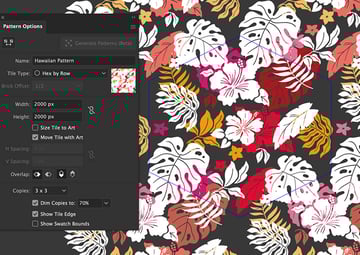 adjust pattern option setting to make pattern in illustrator