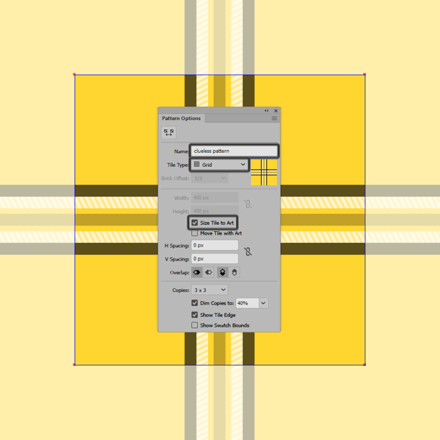 How to create a simple plaid pattern: make the pattern in Illustrator
