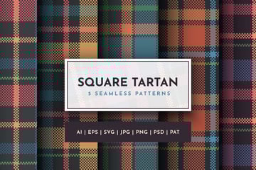 Set of five seamless tartan plaid textures