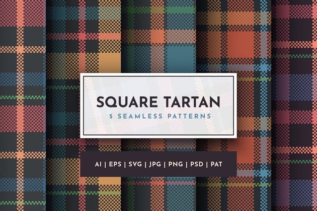 Set of five seamless tartan plaid textures