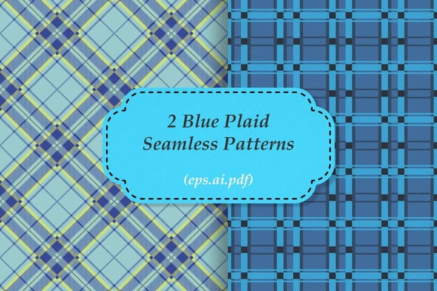 2 blue simple plaid pattern designs